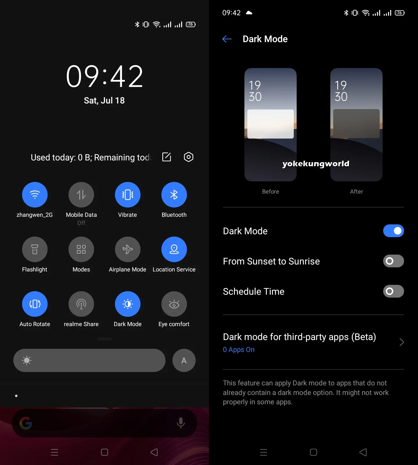 realme C11 dark mode