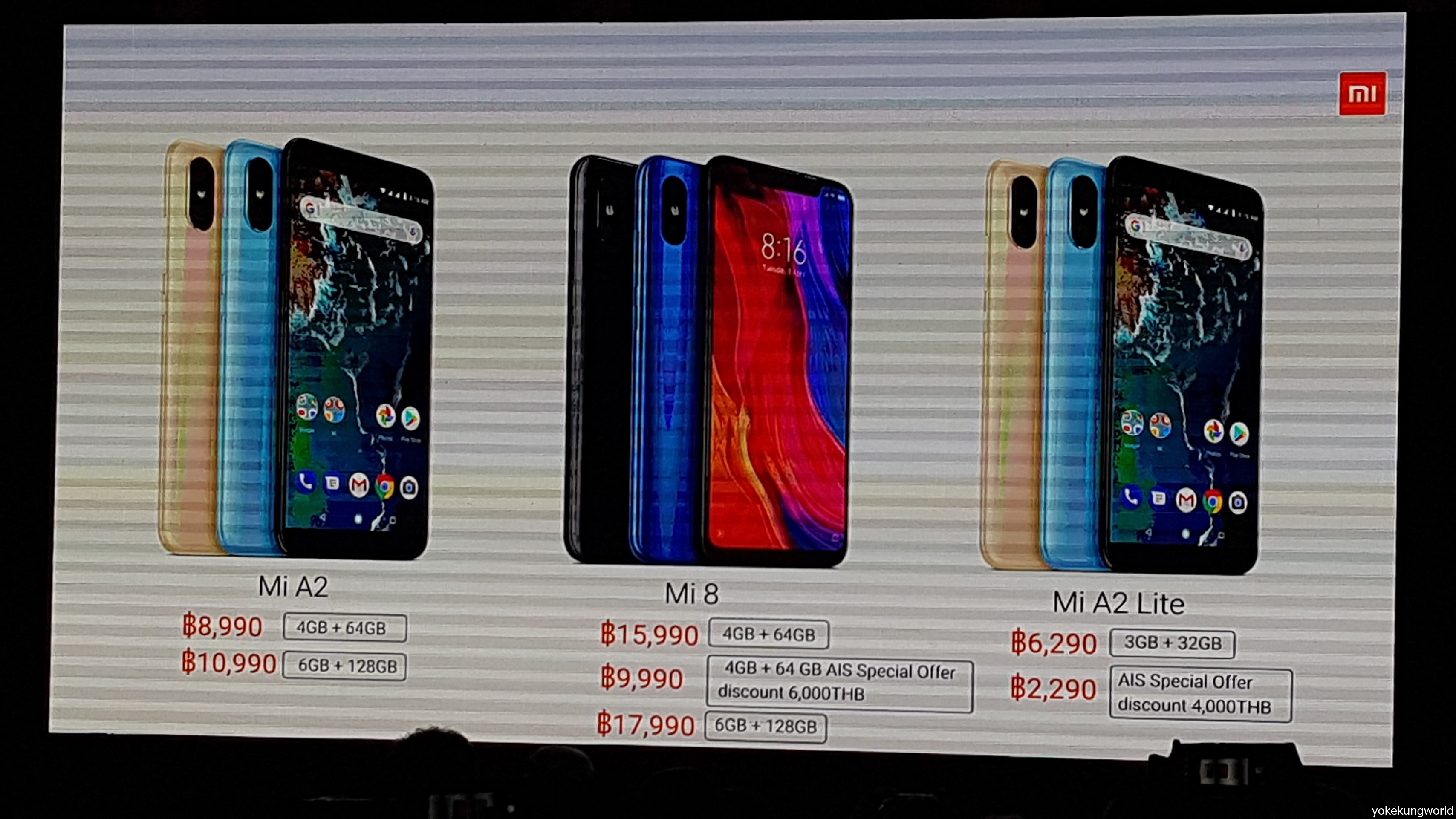 Xiaomi เปิดราคาอย่างเป็นทางการในประเทศไทย Mi A2 , Mi A2 Lite และ Mi 8