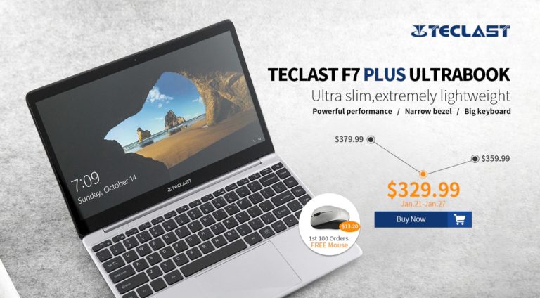 พิเศษ Teclast F7 Plus Ultrabook เบา บาง คียบอร์ดใหญ่ พิมพ์ถนัดมือ ราคาหมื่นเดียว (จำกัดเวลา)