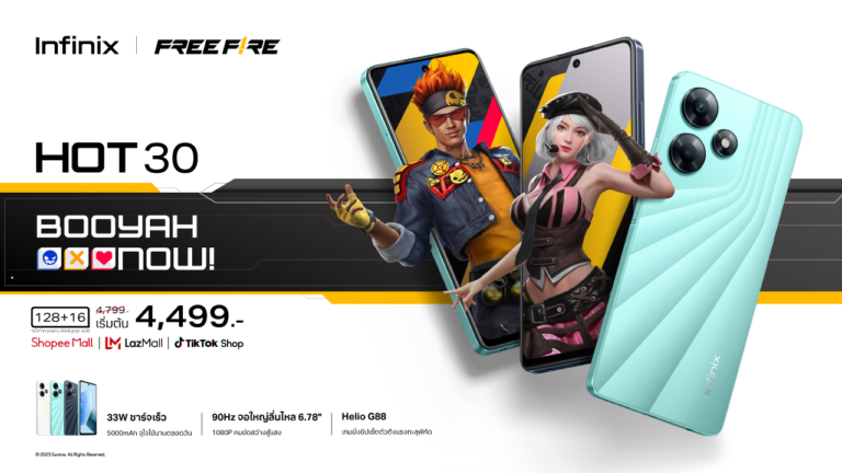 Infinix ปล่อยมือถือเกมมิ่งรุ่นเริ่มต้น HOT 30 Series ชูจุดขายชาร์จเร็วสูงสุด 33W เริ่มจำหน่าย 3 เมษายนนี้ คุ้มค่าที่สุด เริ่มต้นเพียง 4,499 บาท*