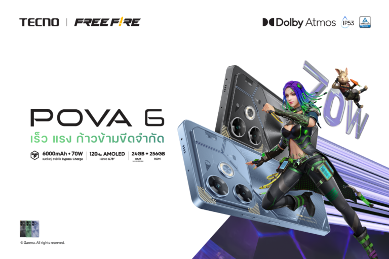 TECNO เปิดตัว POVA 6 สมาร์ตโฟนเกมมิ่งสเปกแรง ไม่เกิน 8,000 บาท